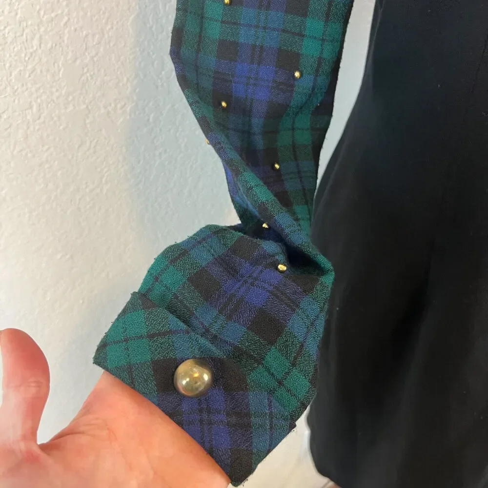 VTG Dark Academia Dress Womens‎ 7/8 Tartan Plaid Schoolgirl Grunge Prep Minimal